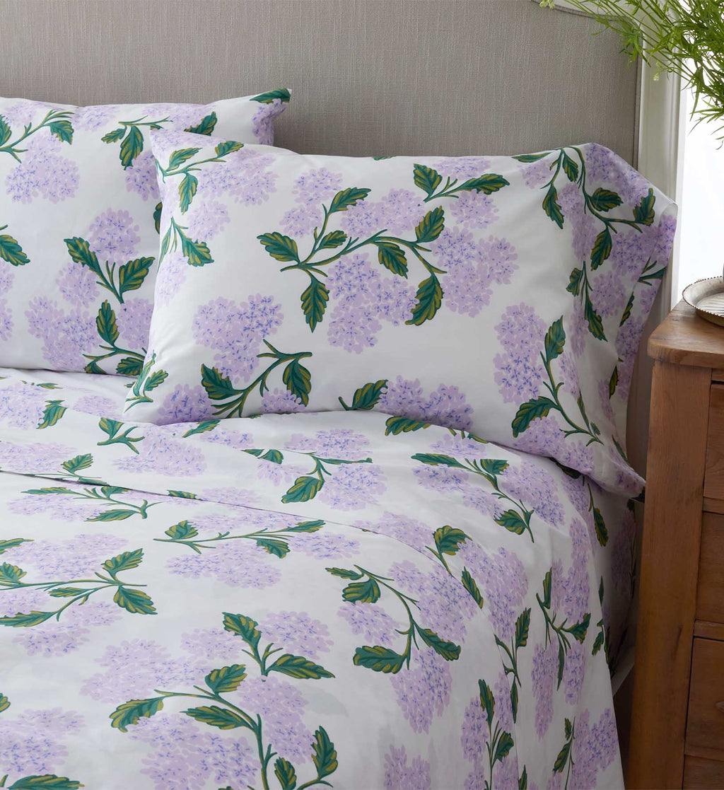 Percale Fitted Sheet - Hydrangea Lilac