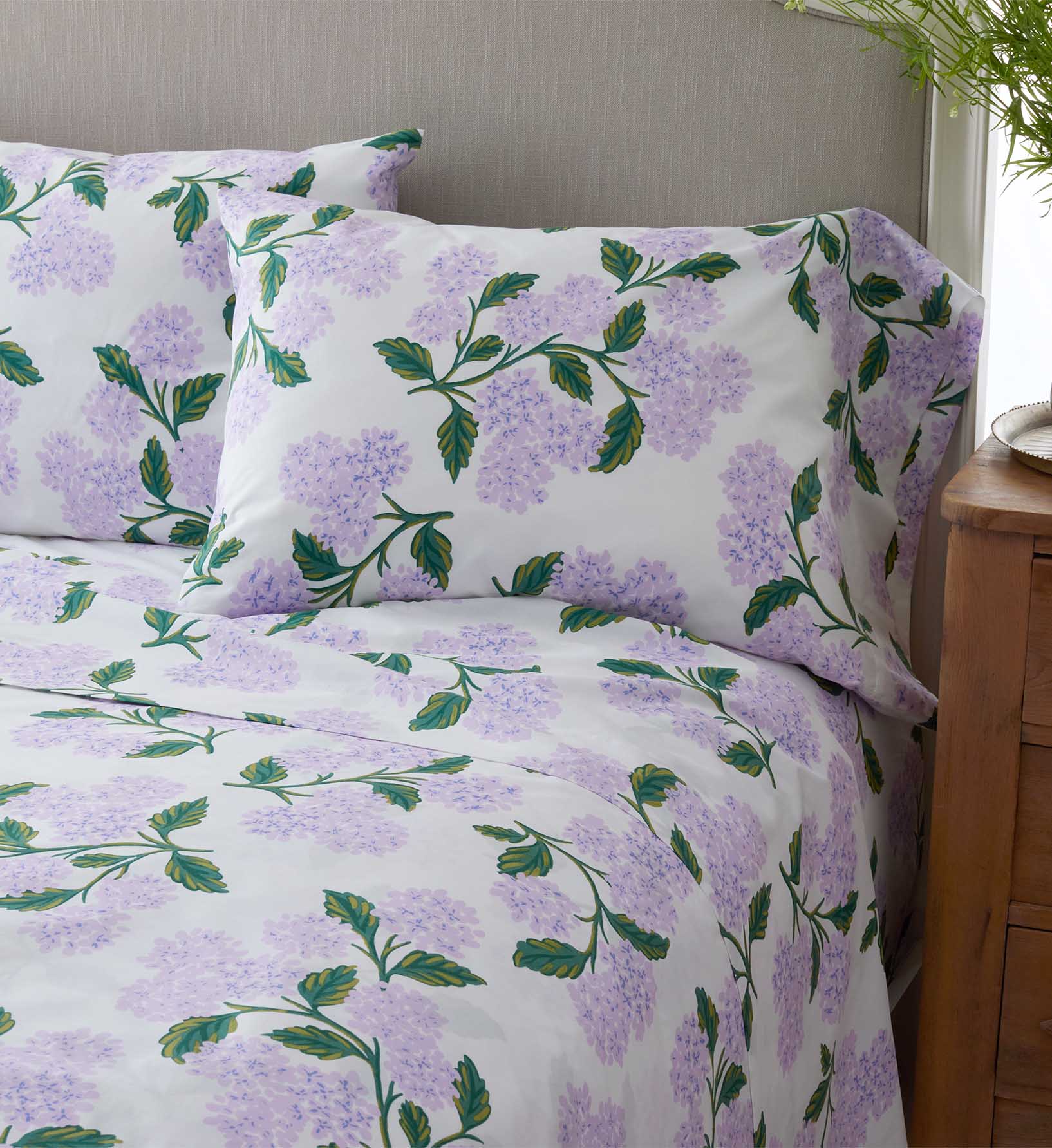 Percale Fitted Sheet - Hydrangea Lilac