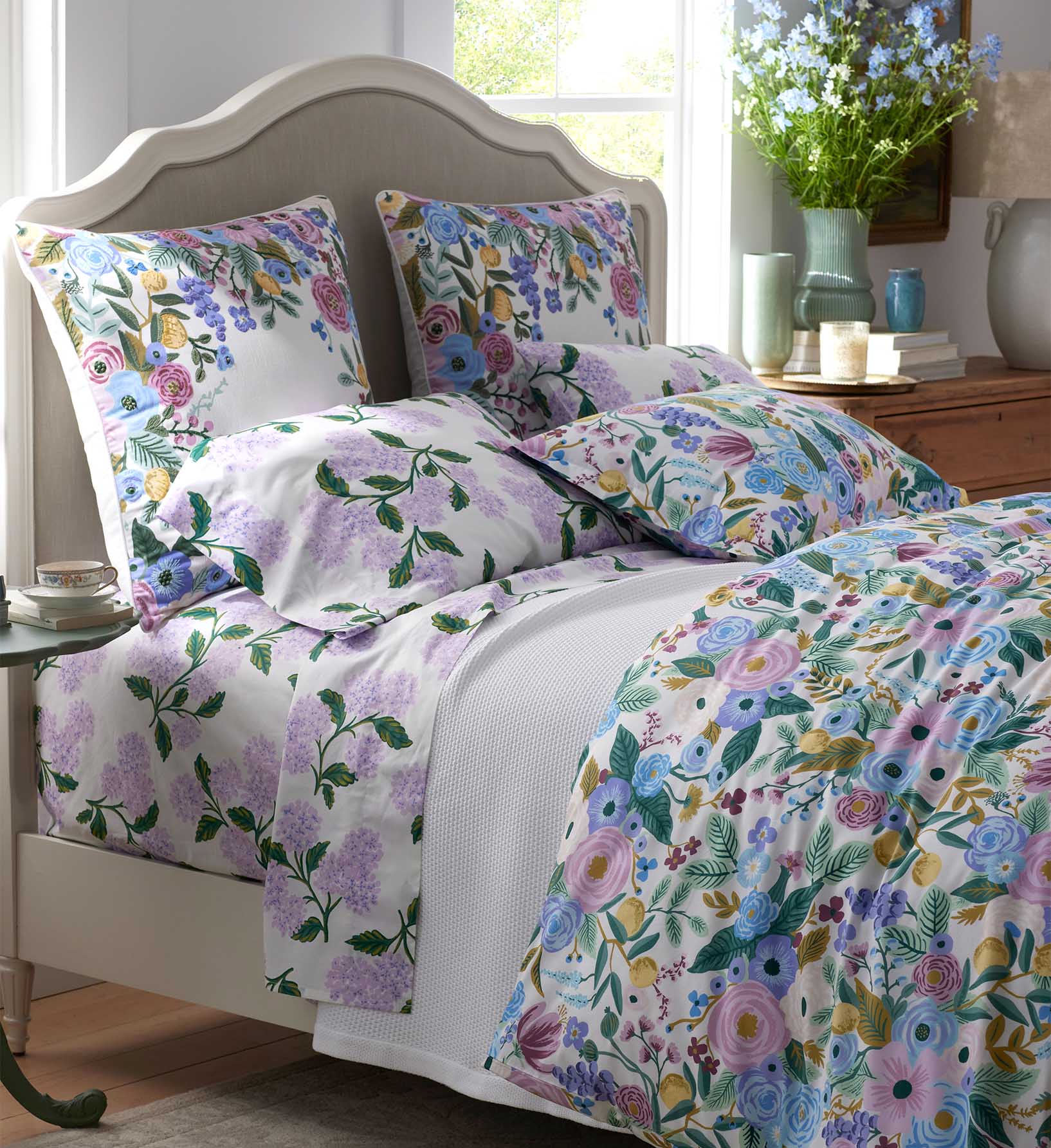 Percale Fitted Sheet - Hydrangea Lilac