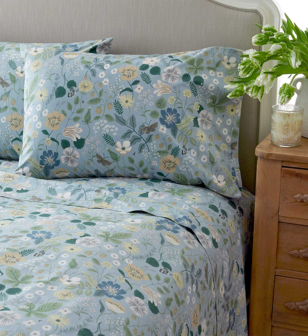 Percale Sheet Set - Strawberry Fields Slate